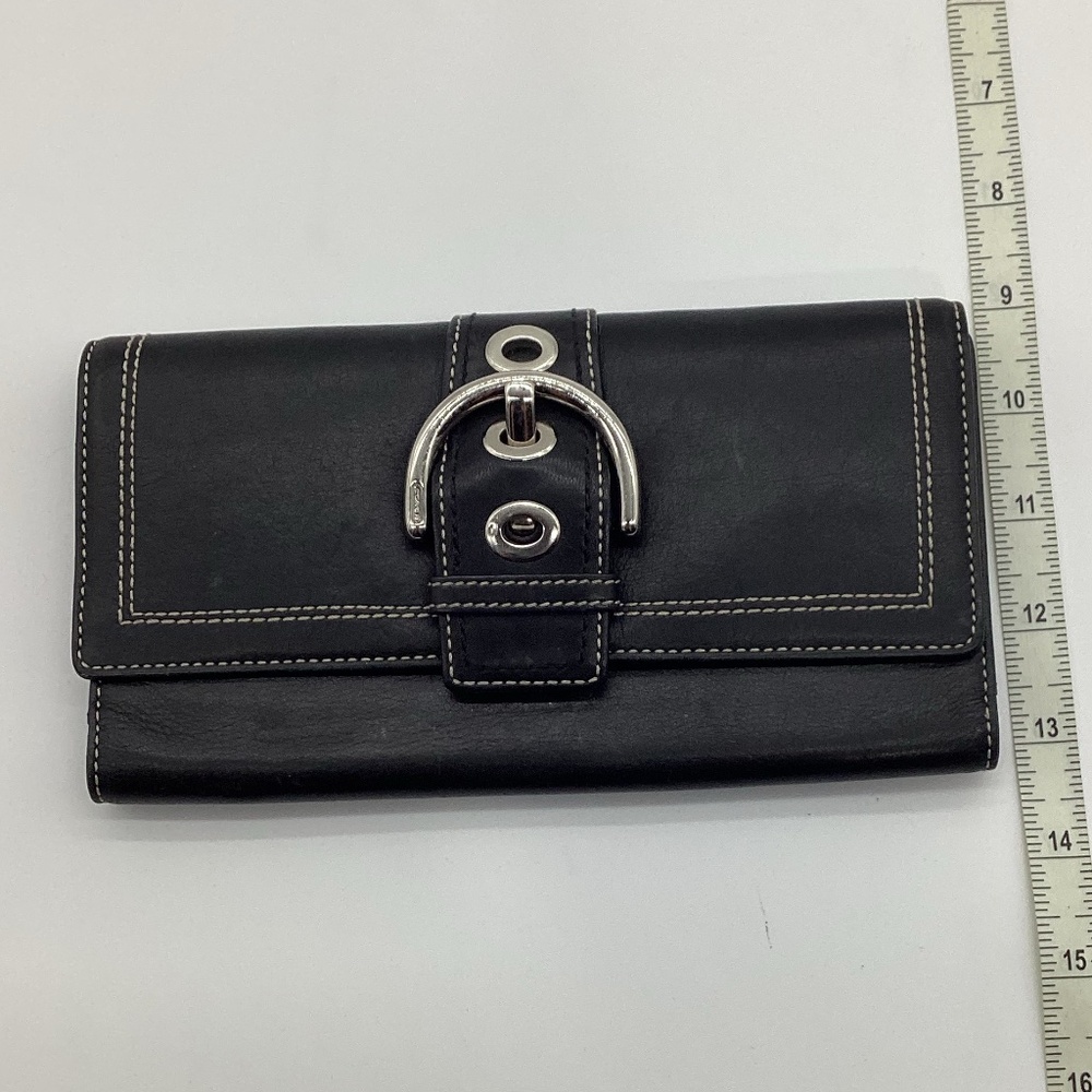 2151. Vintage Coach Black Wallet 2PC Set w/ Large Buckle VGUC - Picture 9 of 13